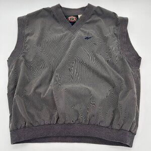 Vintage Reebok Sweater Vest Men's XXL Gray Cotton Rain V-Neck Golf